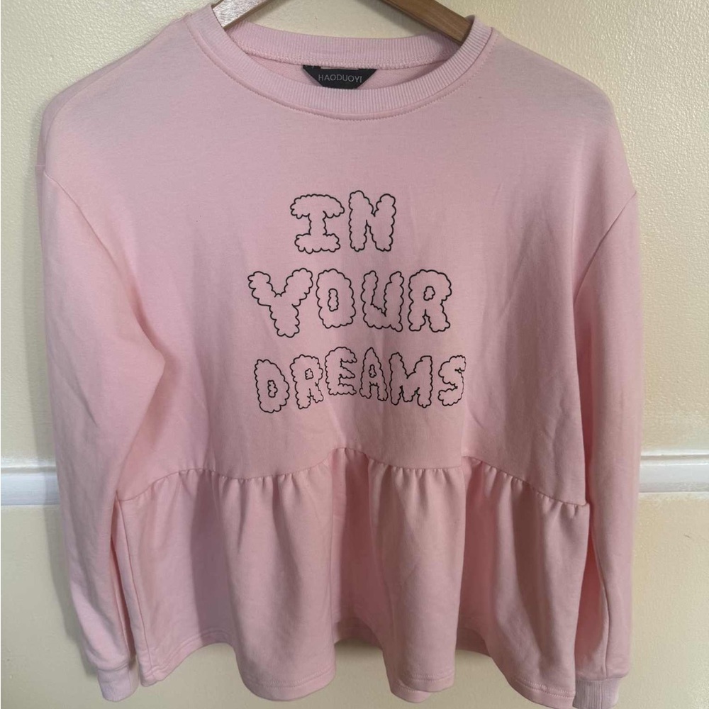 HAODUOYI Pink Graphic Long Sleeve Top for juniors